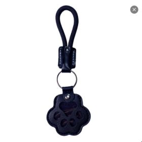Pet Fur Memory Charm Leather Keychain Keepsake For Dog Cat Hair Paw-Shaped Design Memorial Sympathy Gift For Grieving Owners (Option: Black)