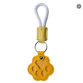 Pet Fur Memory Charm Leather Keychain Keepsake For Dog Cat Hair Paw-Shaped Design Memorial Sympathy Gift For Grieving Owners (Option: Yellow)